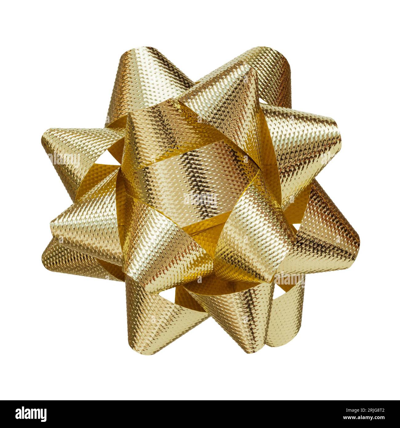 Holiday Gold Star Bow isolato su bianco Foto Stock