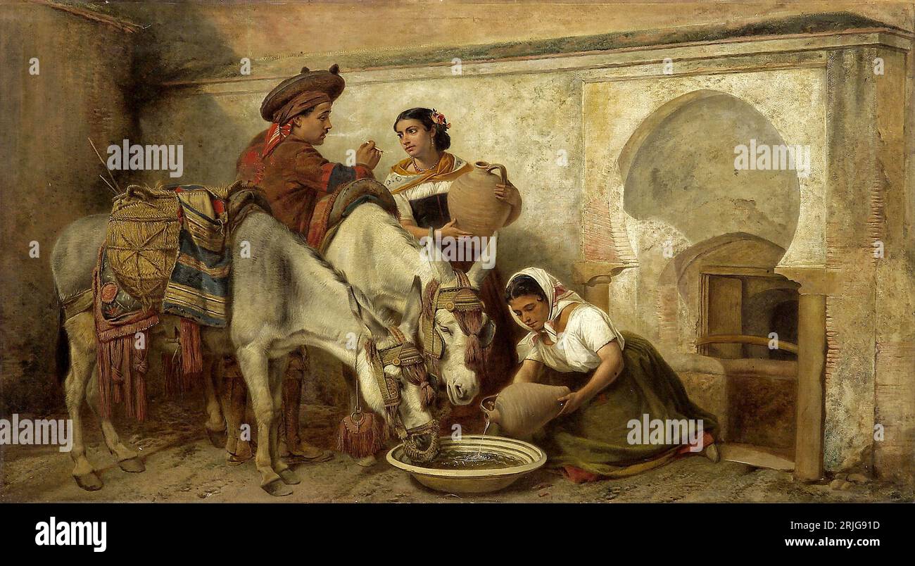 At the Well (1870), Pittura di Richard Ansdell Foto Stock