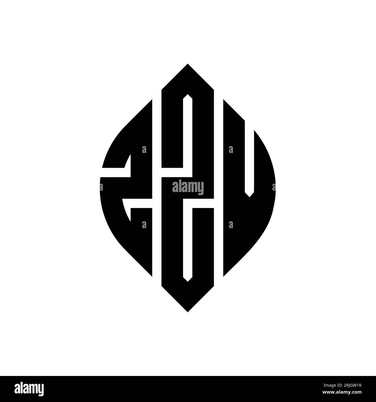 Logo con lettera circolare ZZV con forma circolare ed ellisse. Lettere ellittiche ZZV con stile tipografico. Le tre iniziali formano un logo circolare. ZZV ci Illustrazione Vettoriale