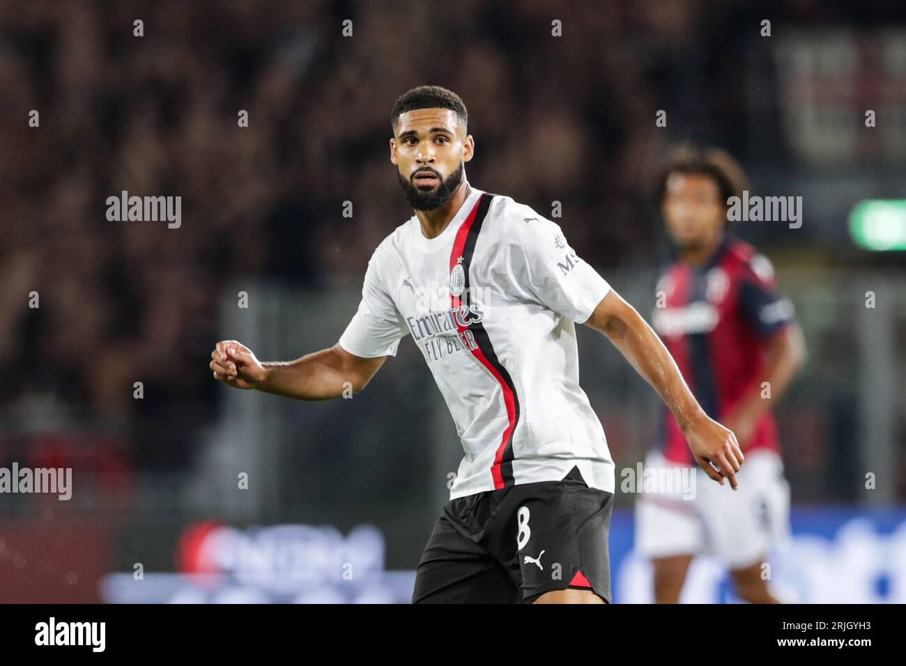 Bologna, Italia. 21 agosto 2023. Ruben Loftus Cheek visto durante la partita di SERIE A TIM 2023/24 tra Bologna e Milan al Renato dalla Ara. Punteggio finale; Bologna 0:2 AC Milan (foto di Grzegorz Wajda/SOPA Images/Sipa USA) credito: SIPA USA/Alamy Live News Foto Stock