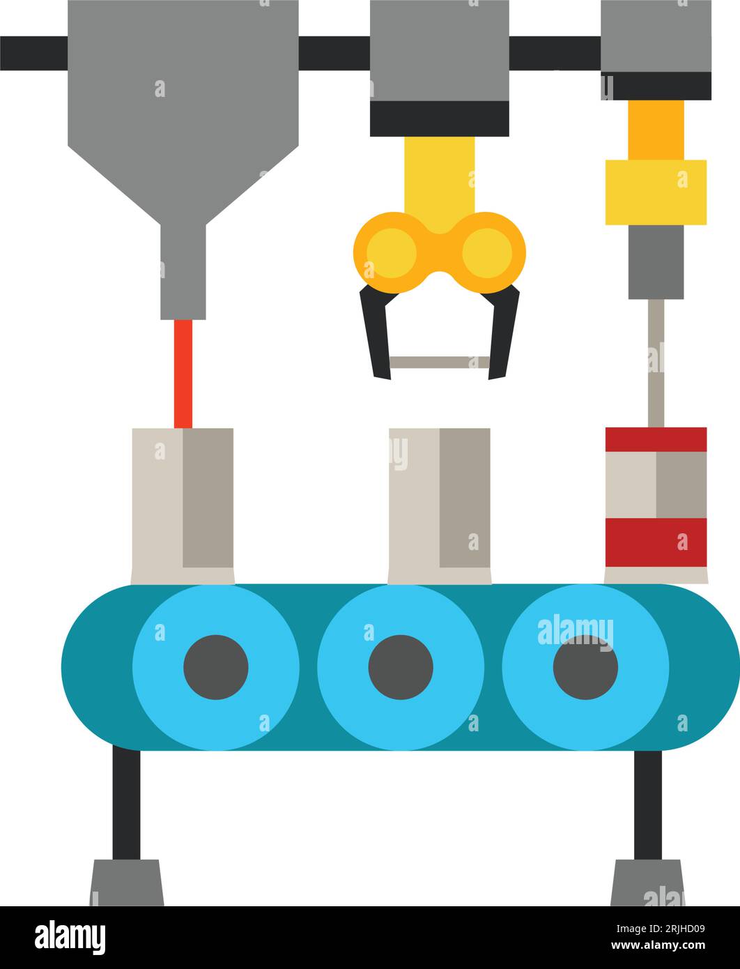Trasportatore presso l'icona della fabbrica di alimenti in scatola Illustrazione Vettoriale