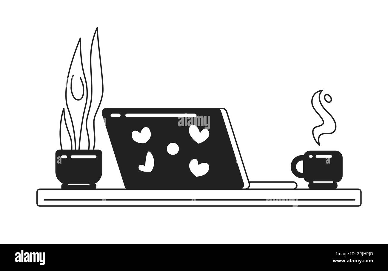 Accogliente oggetto vettoriale piatto monocromatico per l'ambiente di lavoro Illustrazione Vettoriale