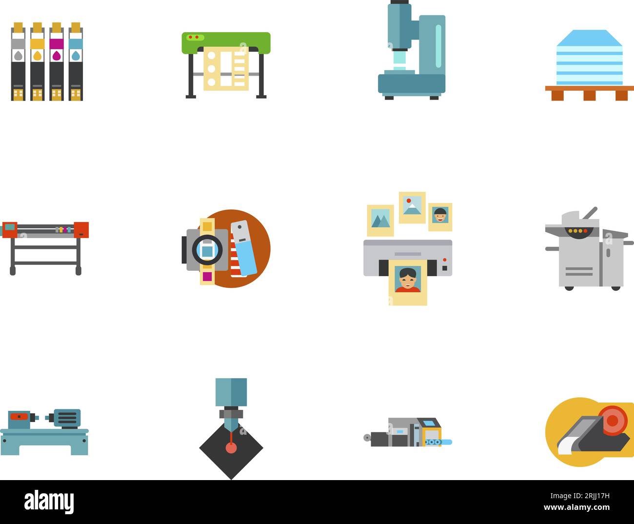 Set di icone della stampante Illustrazione Vettoriale