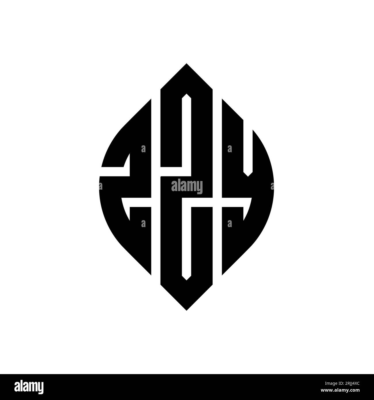 Logo ZZY circolare con forma circolare ed ellisse. Lettere ellittiche ZZY con stile tipografico. Le tre iniziali formano un logo circolare. ZZY ci Illustrazione Vettoriale