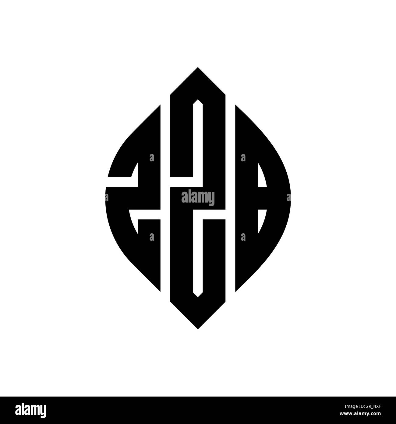 Logo con lettera circolare ZZB con forma circolare ed ellisse. Lettere ellittiche ZZB con stile tipografico. Le tre iniziali formano un logo circolare. ZZB ci Illustrazione Vettoriale