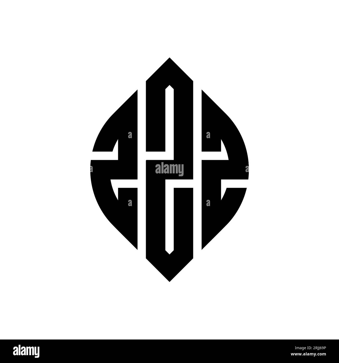 Logo con lettera circolare ZZZ con forma circolare ed ellisse. Lettere ellittiche ZZZ con stile tipografico. Le tre iniziali formano un logo circolare. ZZZ ci Illustrazione Vettoriale