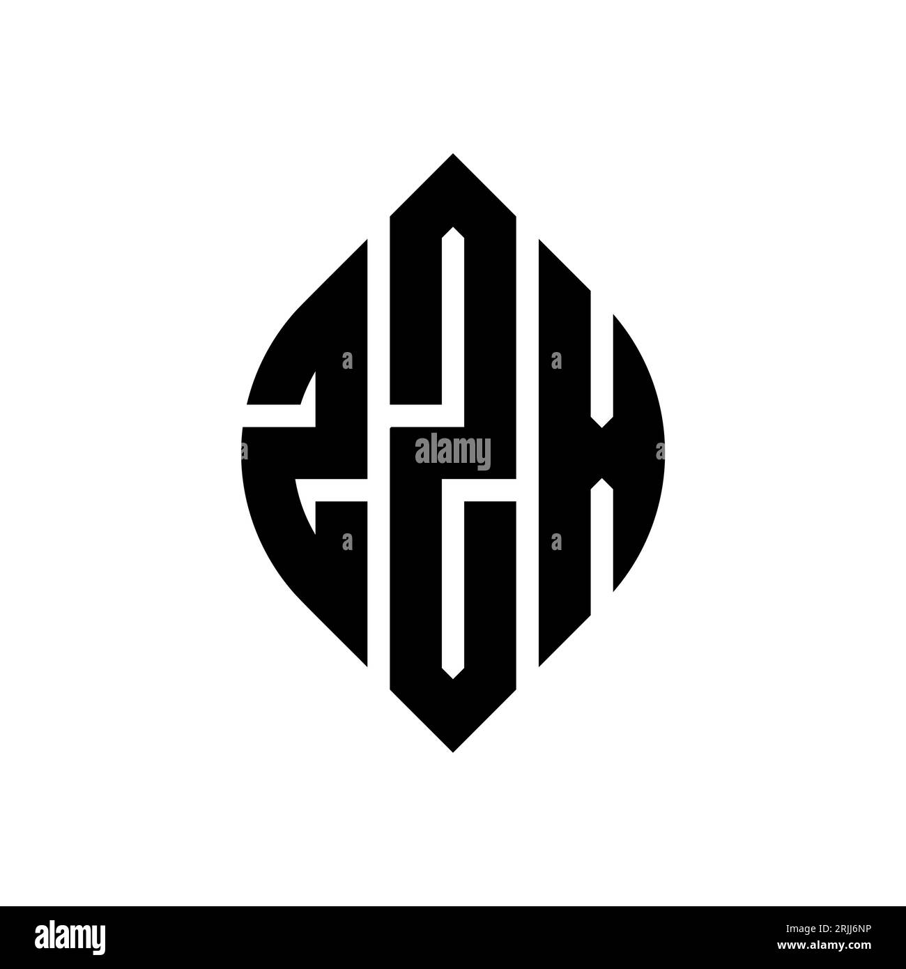 Logo con lettera circolare ZZX con forma circolare ed ellisse. Lettere ellittiche ZZX con stile tipografico. Le tre iniziali formano un logo circolare. ZZX ci Illustrazione Vettoriale