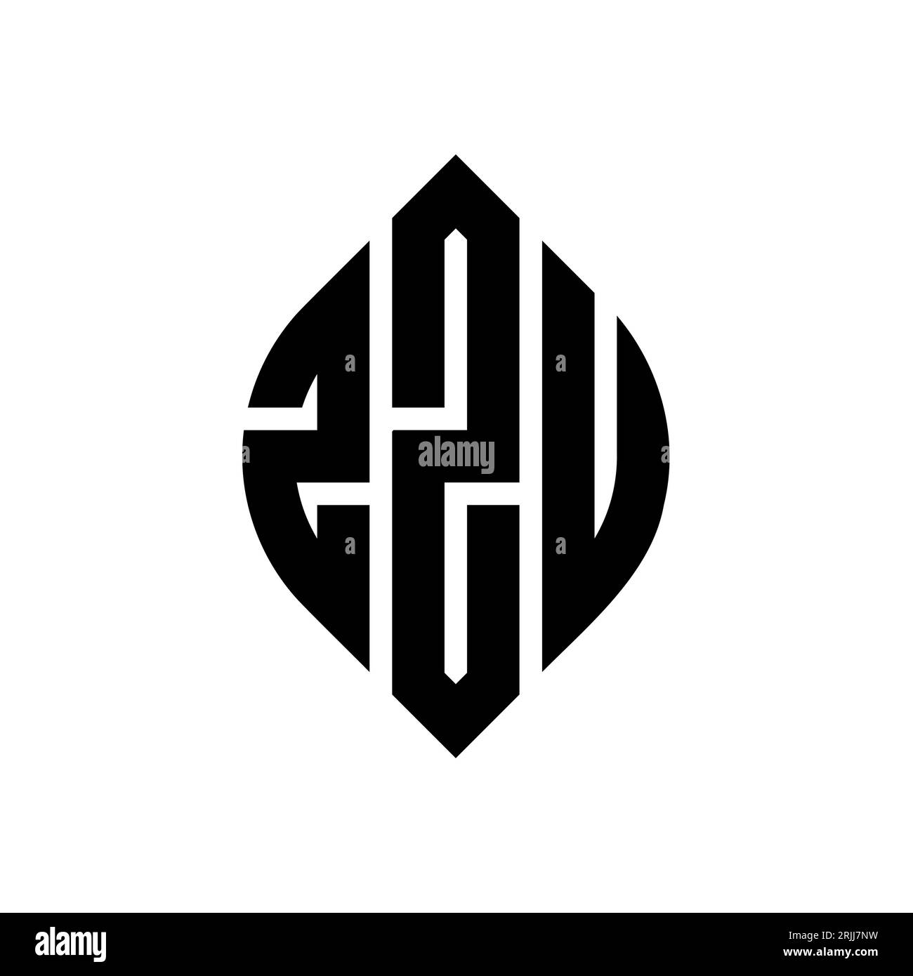 Logo con lettera circolare ZZU con forma circolare ed ellisse. Lettere di ellisse ZZU con stile tipografico. Le tre iniziali formano un logo circolare. ZZU ci Illustrazione Vettoriale