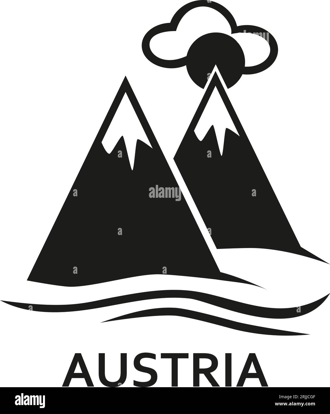 Montagne con scritta Austria icona semplice Illustrazione Vettoriale