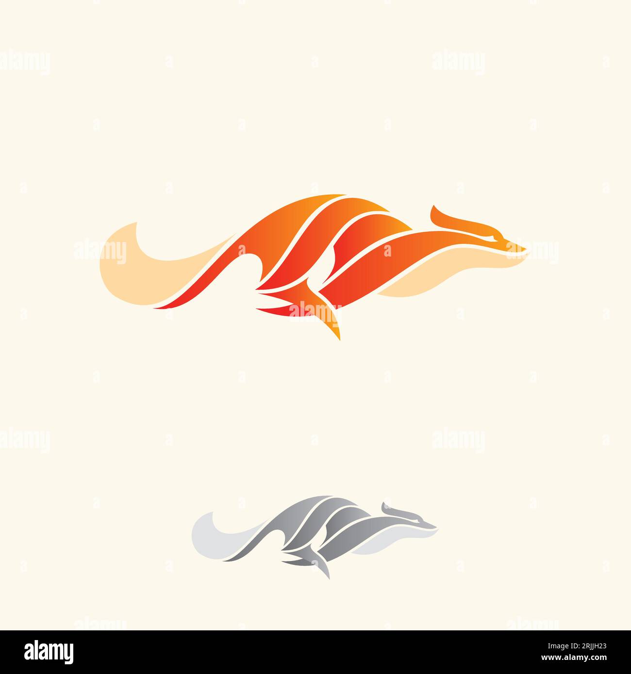 Modello vettoriale in stile colorato sfumato con logo Running Fox astratto. Illustrazione vettoriale Illustrazione Vettoriale