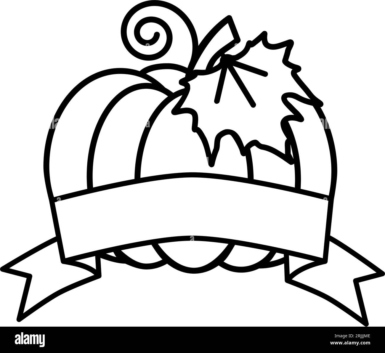 Disegno vettoriale della zucca. Vegetale isolato. Etichetta zucca. Monogramma del Ringraziamento Illustrazione Vettoriale