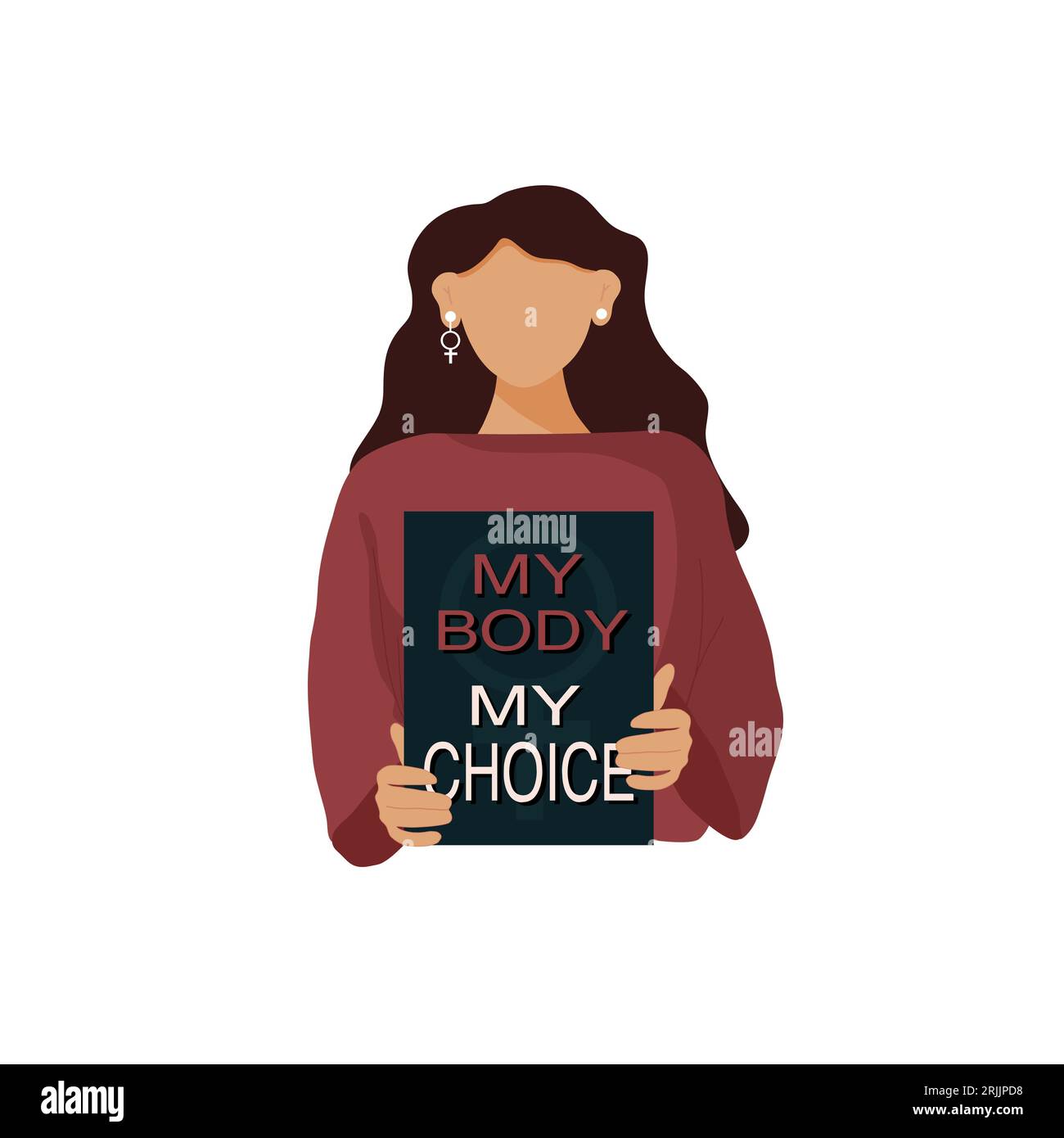 Ragazza con striscione per sostenere i diritti di aborto delle donne. Illustrazione Vettoriale