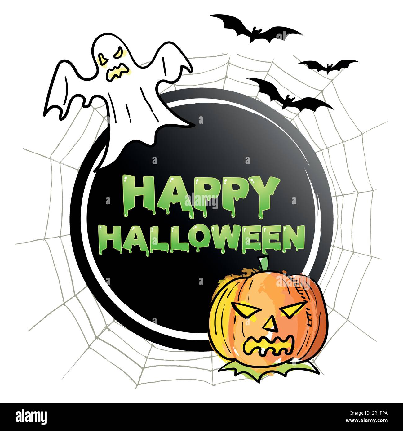 Illustrazione vettoriale dell'icona di Halloween felice o banner isolato su bianco Illustrazione Vettoriale
