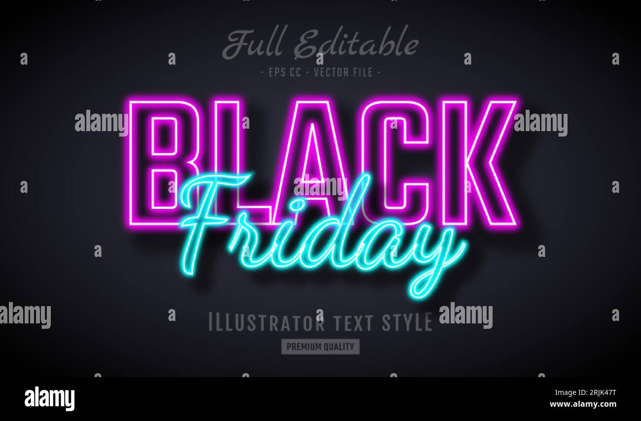 Black Friday effetto testo neon Premium Illustrazione Vettoriale