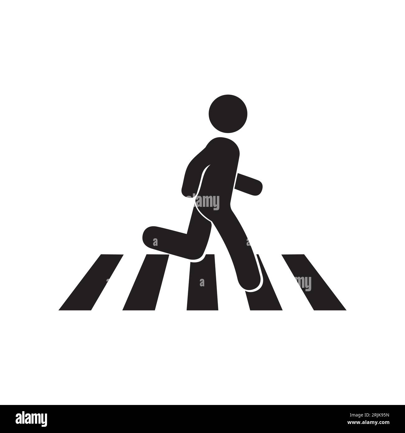 Icona attraversamento pedonale. Zebra crossing. Icona vettoriale isolata su sfondo bianco. Illustrazione Vettoriale