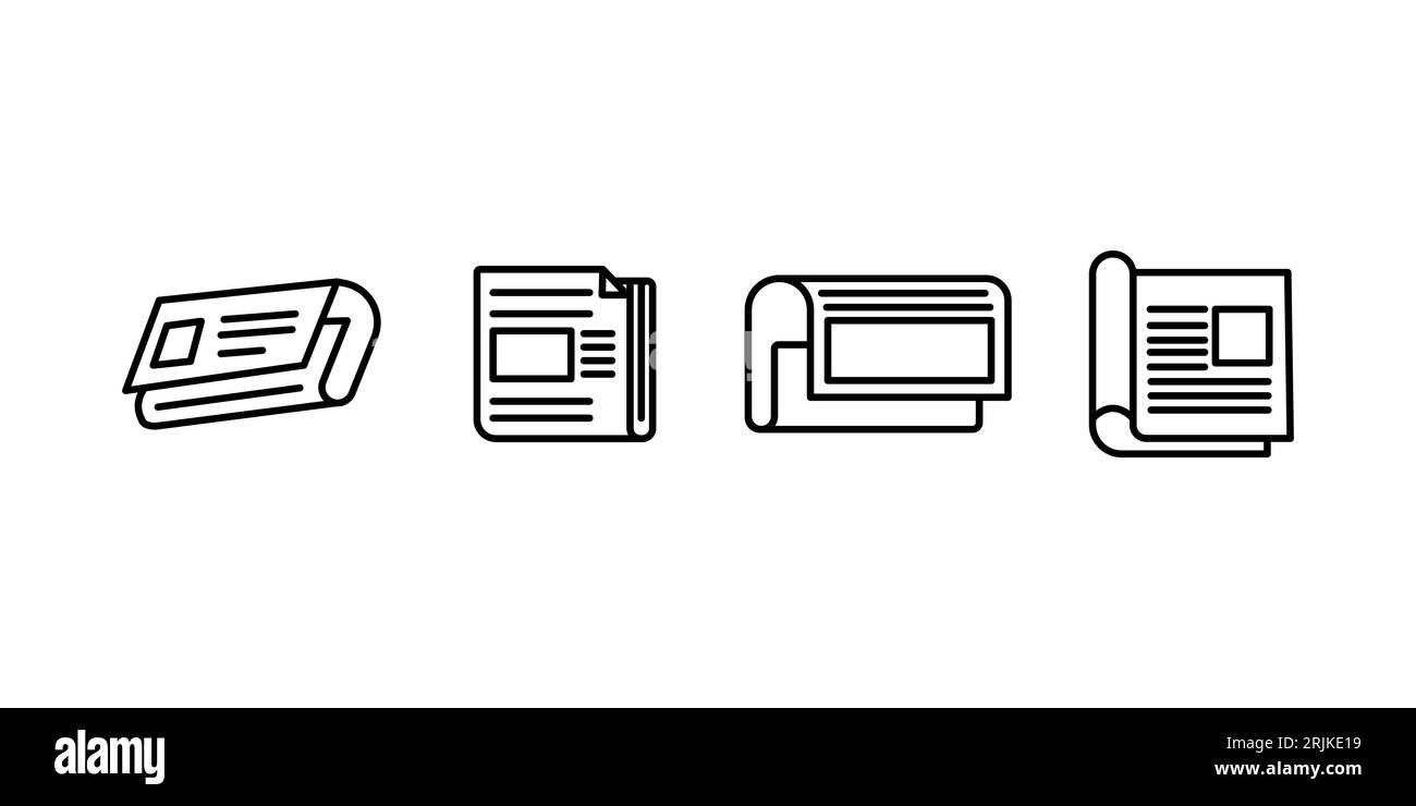 Set di icone Quotidiano. Riga di registrazione del giornale di registrazione. Icona del giornale di contorno. Giornale in lineare. Vettore di stock Illustrazione Vettoriale