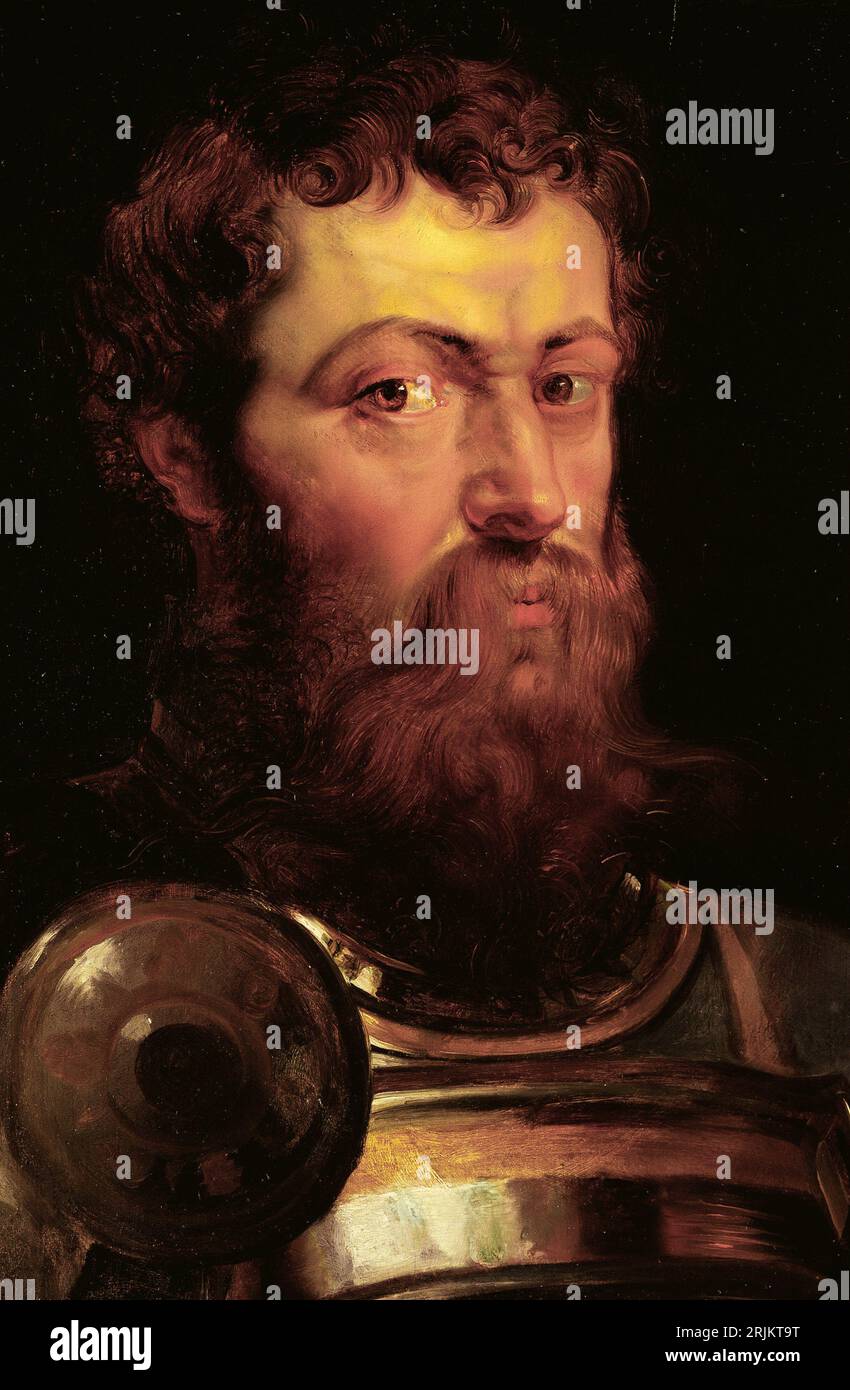 Guerriero, tra il 1614 e il 1616. Peter Paul Rubens, fiammingo, 1577-1640. La composizione mostra un guerriero in armatura. Era anche associato alla marziale Foto Stock