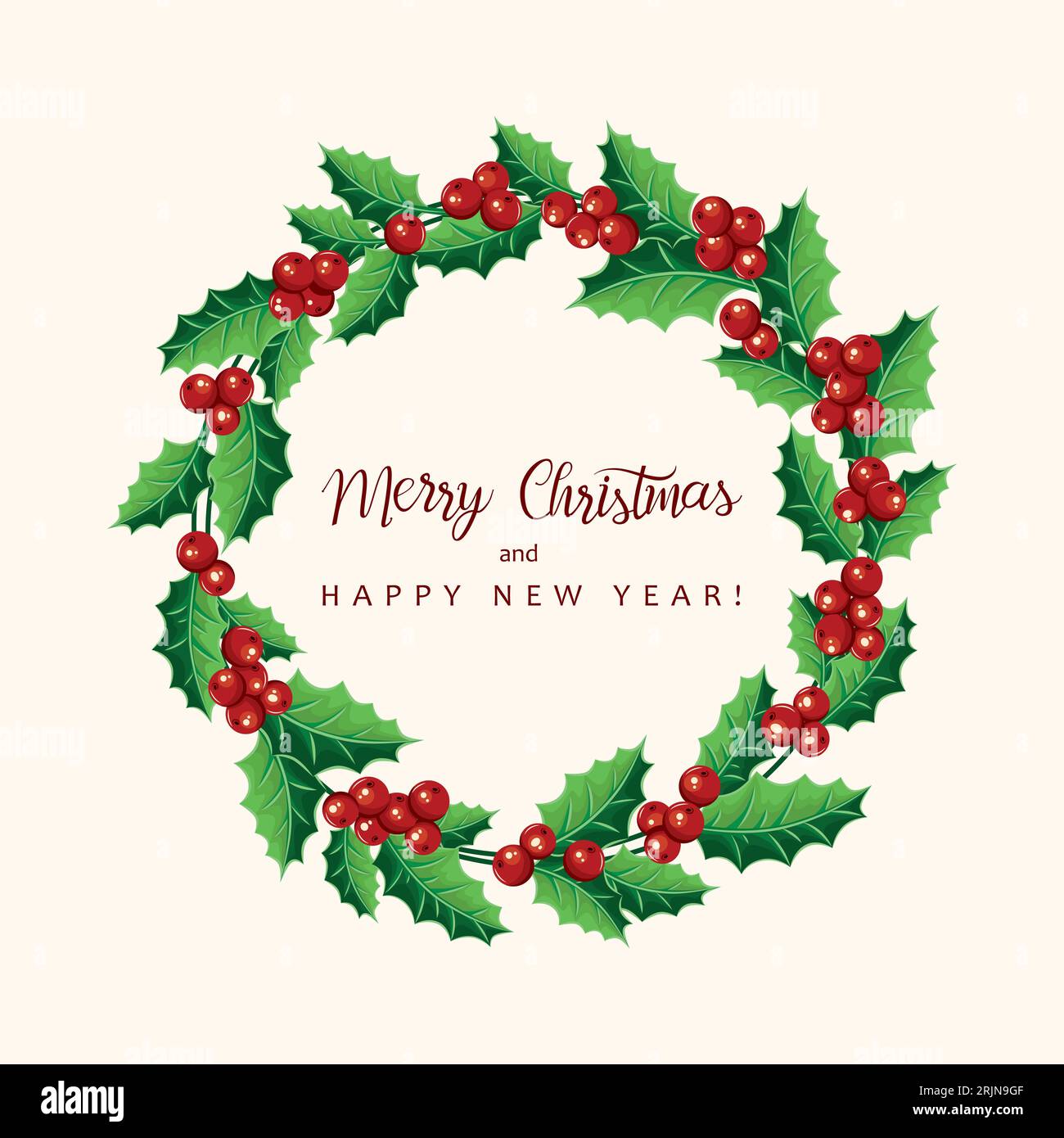 Wreath con bacche di holly Illustrazione Vettoriale