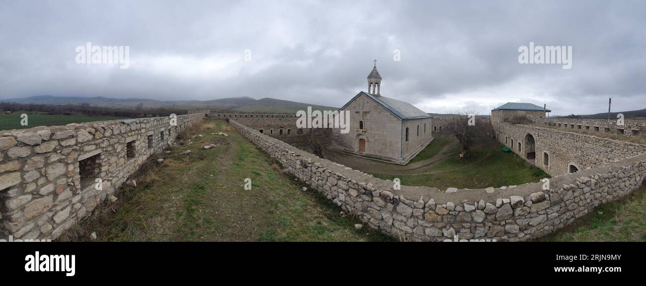 Una foto panoramica del Monastero di Amaras vicino al villaggio di SOS. Provincia di Martuni, Repubblica di Artsakh. Foto Stock