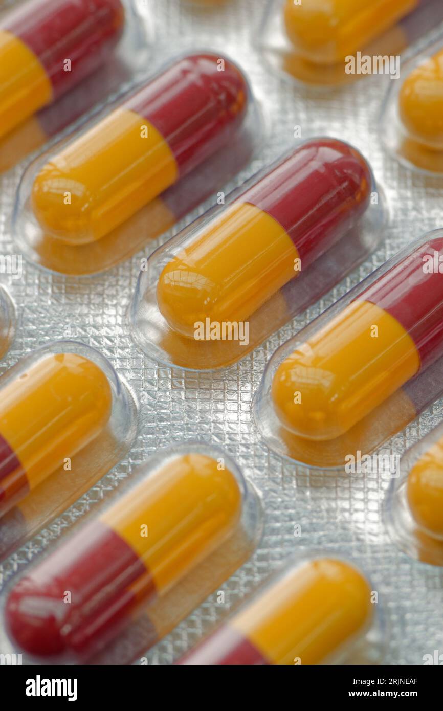 Amoxicillina capsule anti-biotiche. Foto Stock