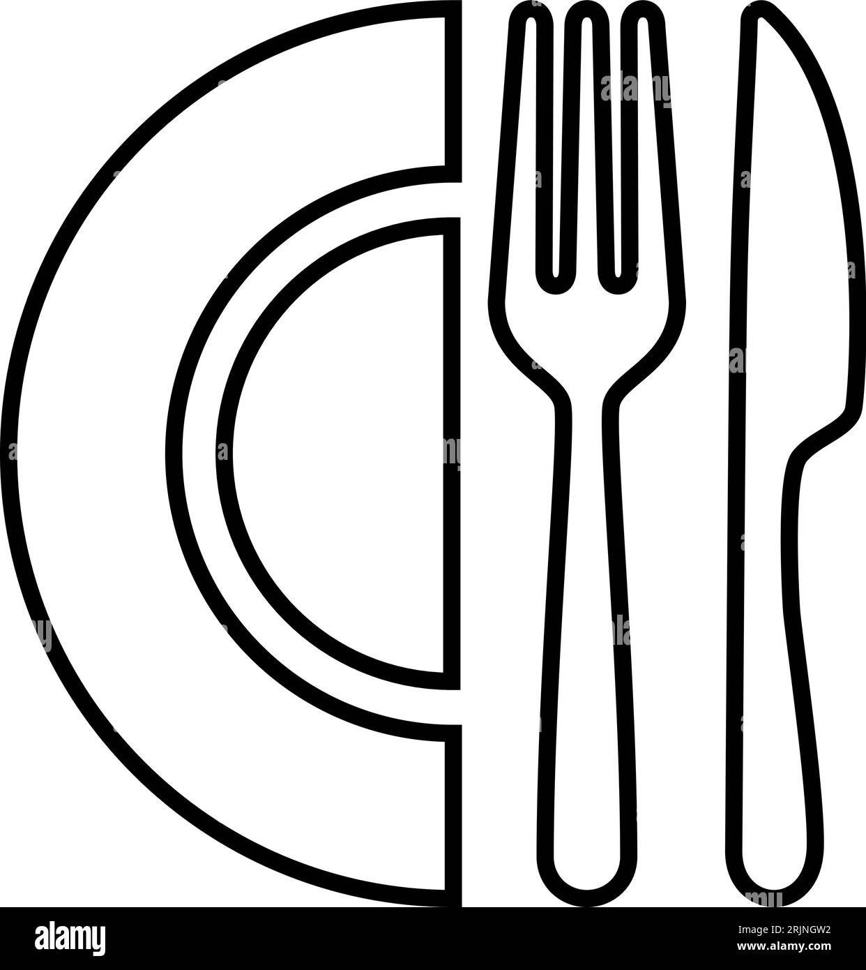 Icona della linea di posate come concetto di simbolo di ristorante o caffetteria per pranzi di lavoro Illustrazione Vettoriale