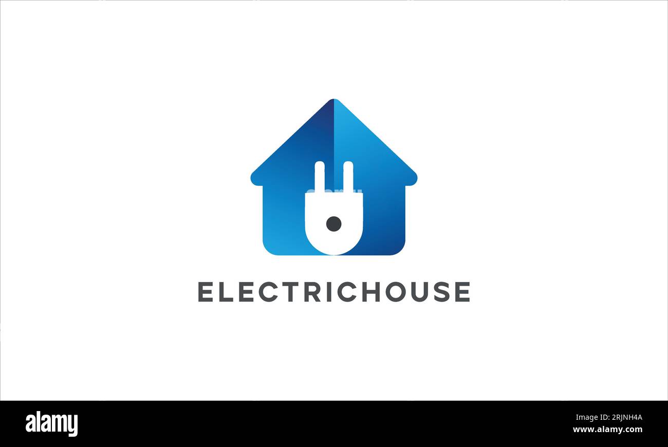 Logo della casa elettrica – Design dell'icona della spina di alimentazione Smart Home Illustrazione Vettoriale