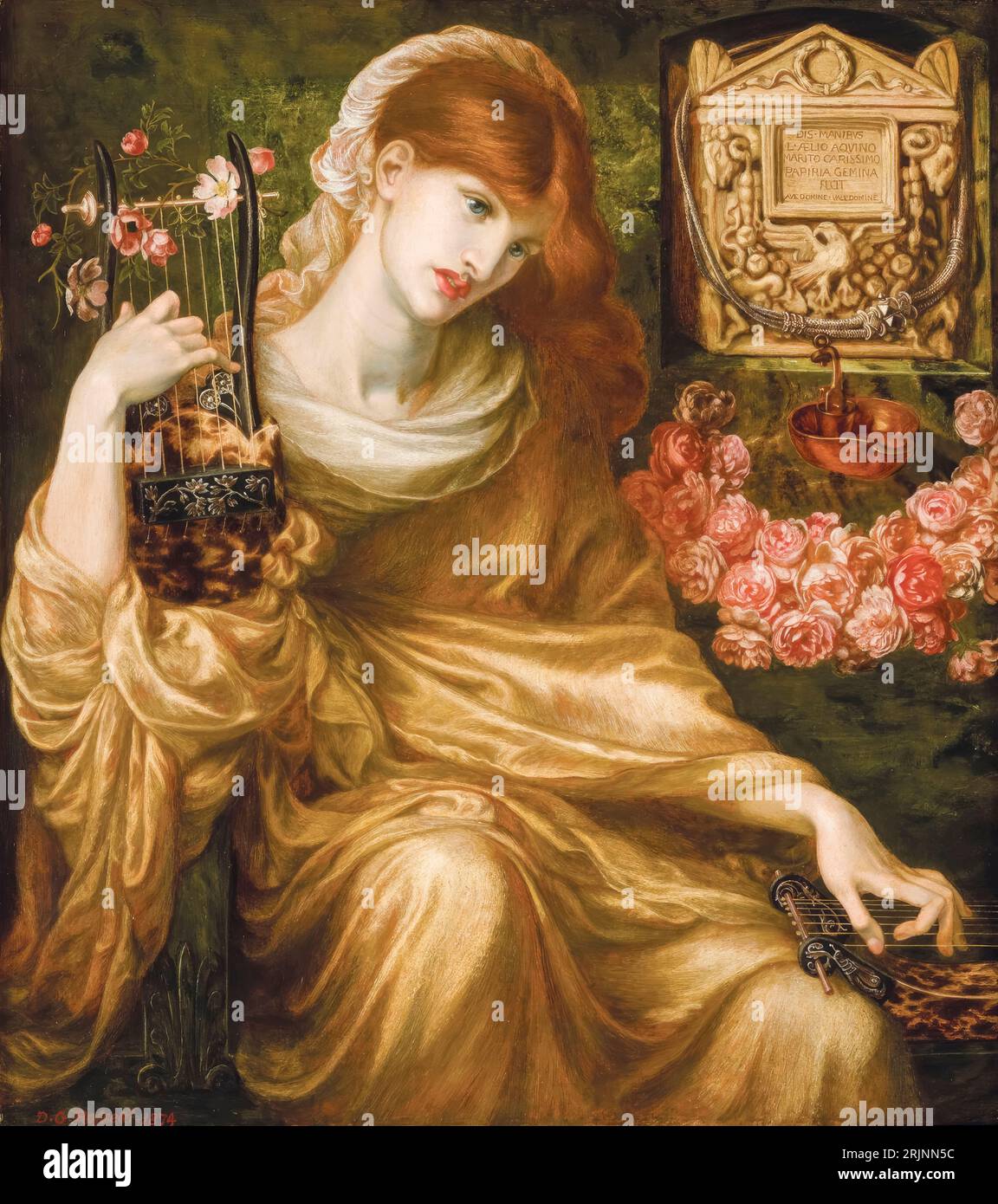 Dante Gabriel Rossetti, vedova romana, pittura ad olio su tela, 1874, British, Pre-Raphaelite Foto Stock