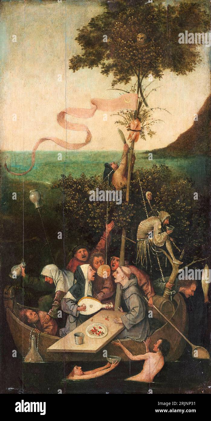 Hieronymus Bosch painting, The Ship of Fools, circa 1490-1500 Foto Stock