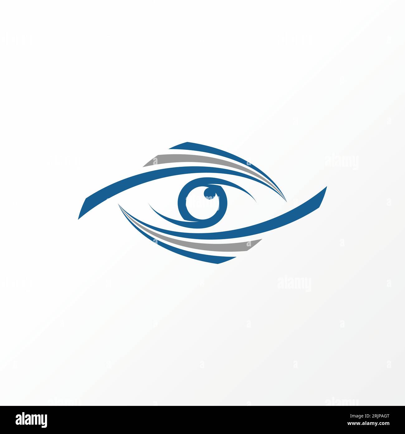 Logo design grafico astratto creativo stock vettoriale premium Sign Vision Eye con 6 Swoosh dall'alto verso il basso in relazione all'illusione visiva per la cura sana Illustrazione Vettoriale