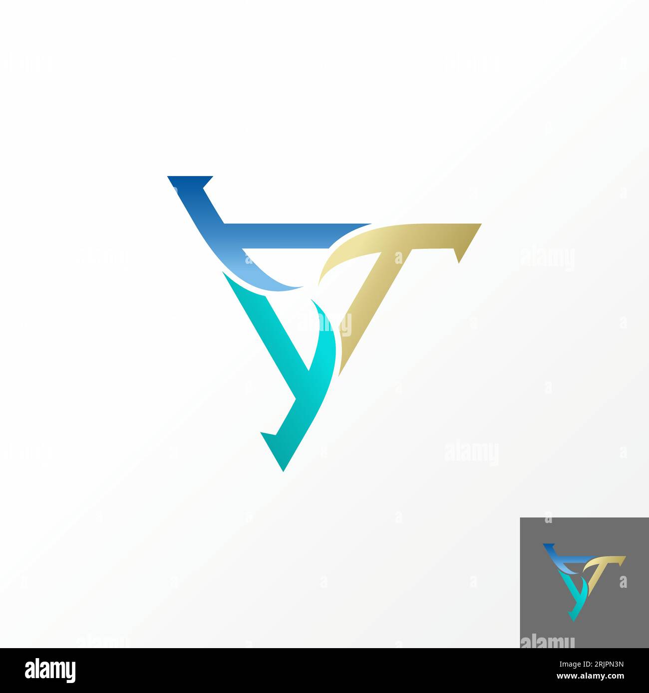 Design del logo concetto grafico astratto creativo stock vettoriale premium font T iniziale come mulino a triangolo o elica. Officina meccanica con monogramma correlato Illustrazione Vettoriale