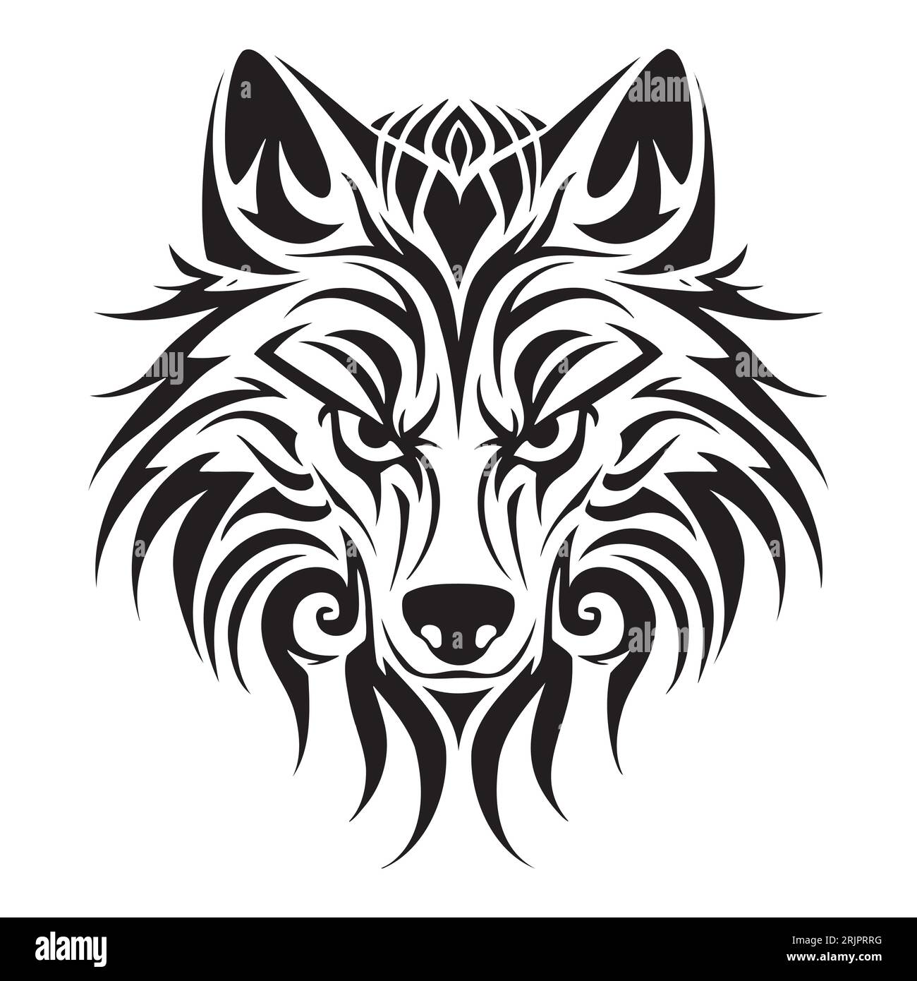 Illustrazione vettoriale Wolf Head. Borsa Vector Wolf Vintage con logo. Illustrazione Vettoriale