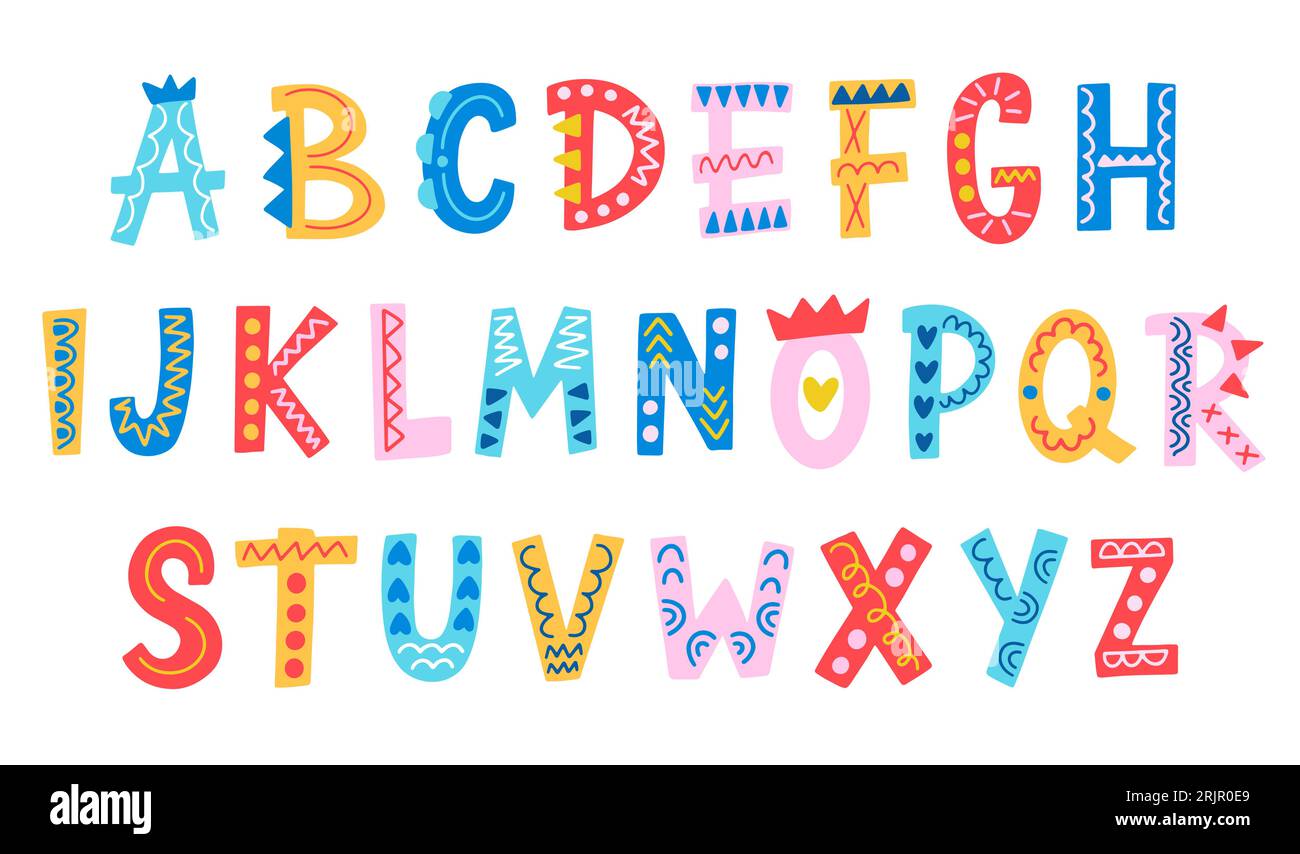Font Vector Funny Alphabet Scandinavian Funny Kids Illustrazione Vettoriale