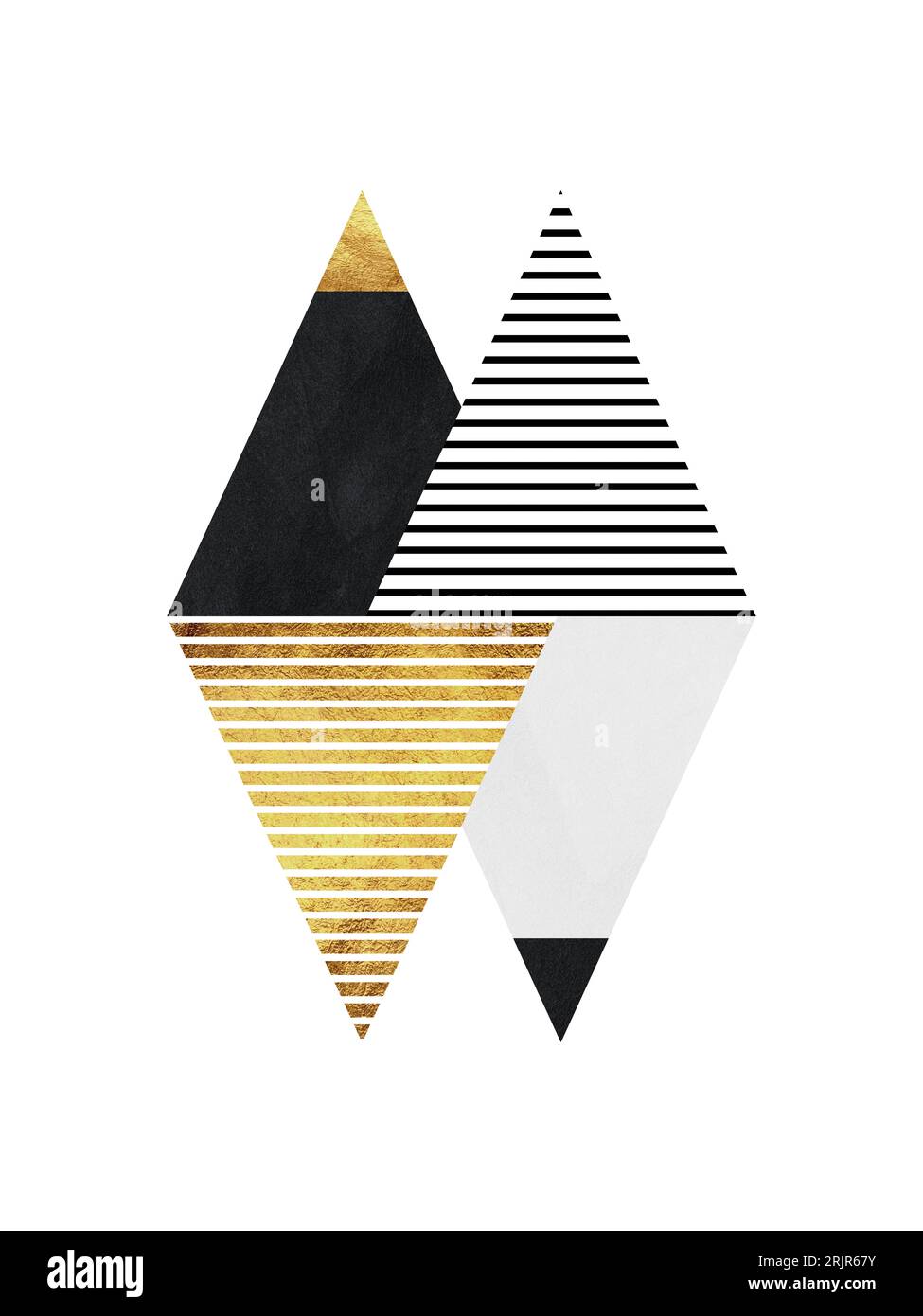 Un'illustrazione di triangoli con interblocco su uno sfondo bianco nitido Foto Stock