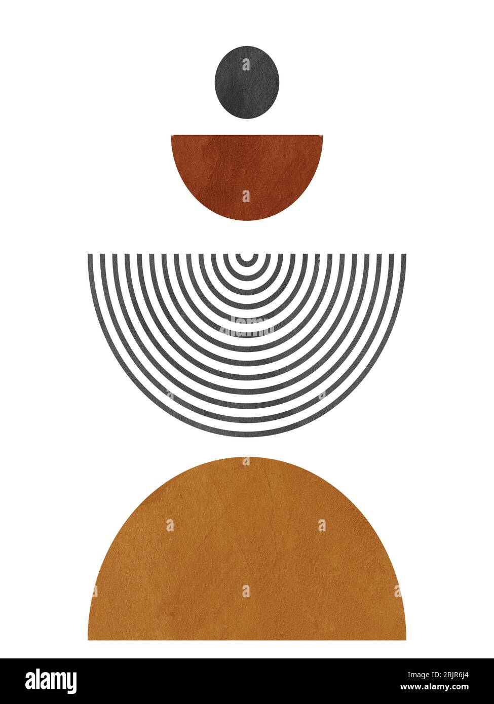 Un'illustrazione di un poster astratto con forme semicircolari Foto Stock