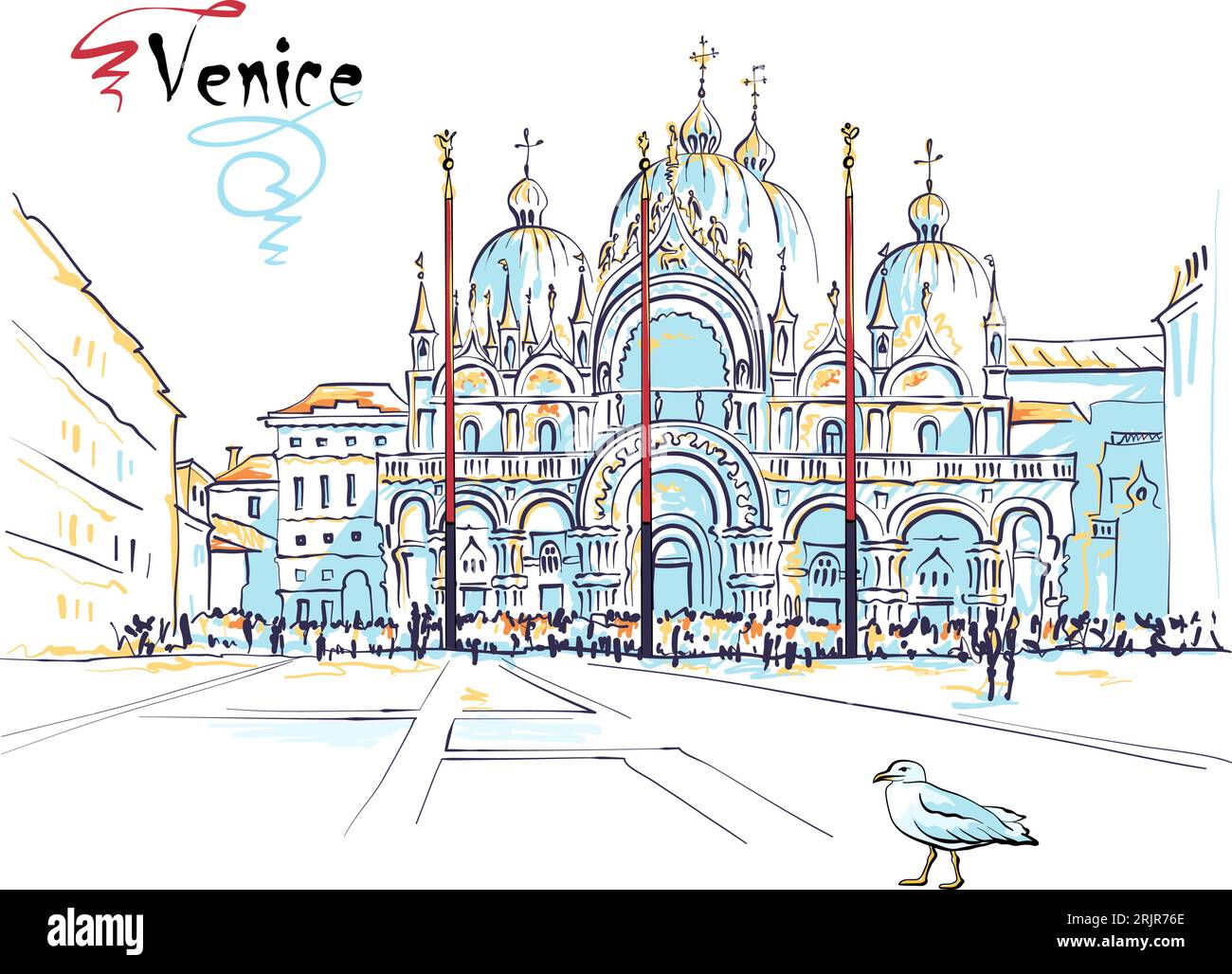 Piazza Vector a Venezia, Italia. Illustrazione Vettoriale