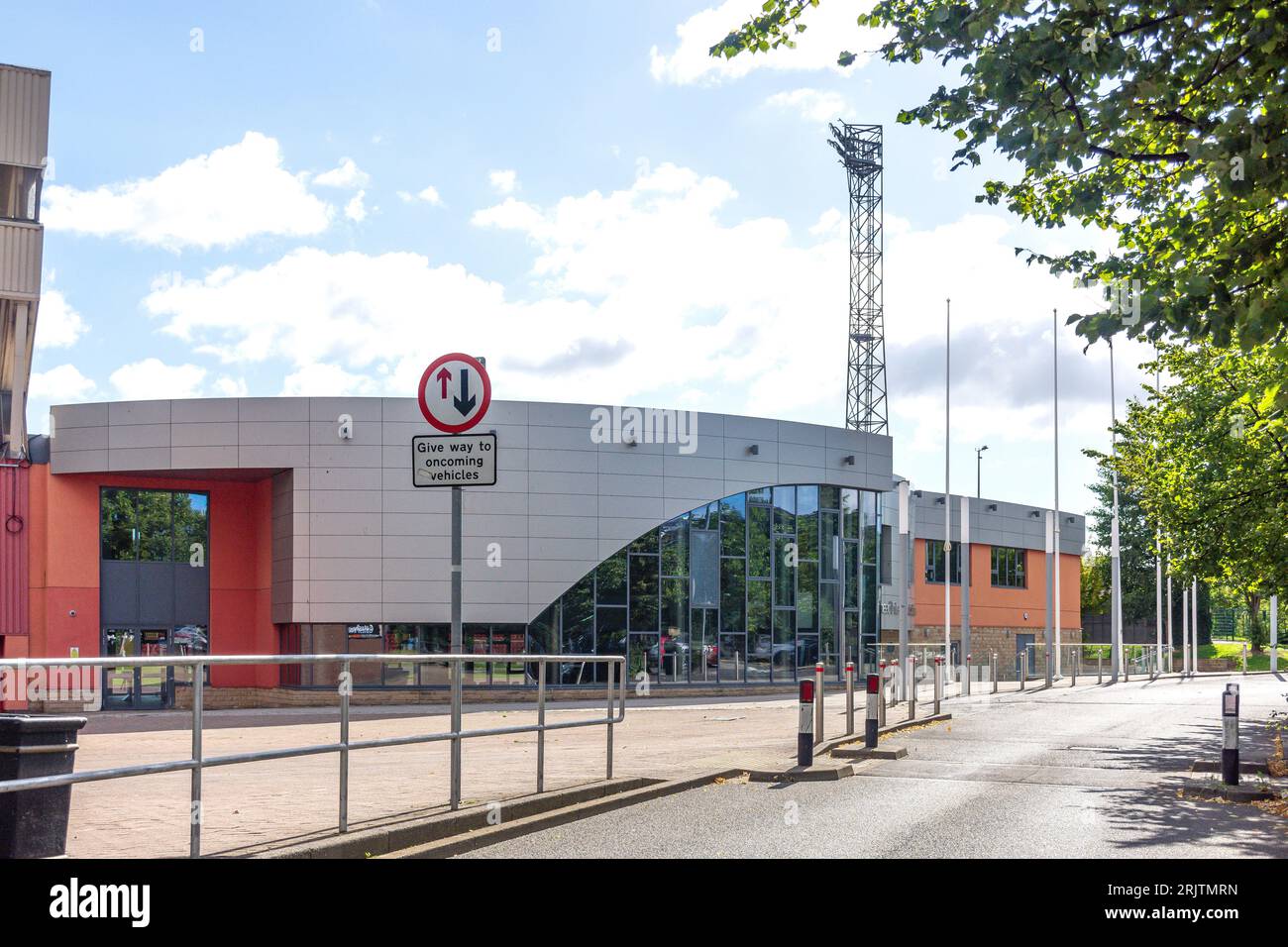 Ingresso al Gateshead International Stadium, Neilson Road, Gateshead, Tyne and Wear, Inghilterra, Regno Unito Foto Stock