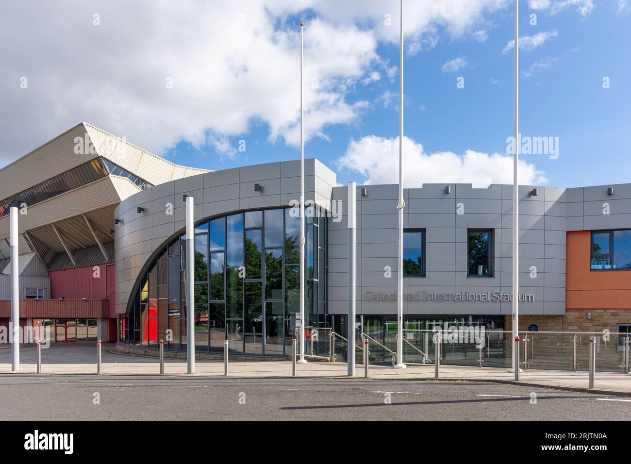 Ingresso al Gateshead International Stadium, Neilson Road, Gateshead, Tyne and Wear, Inghilterra, Regno Unito Foto Stock