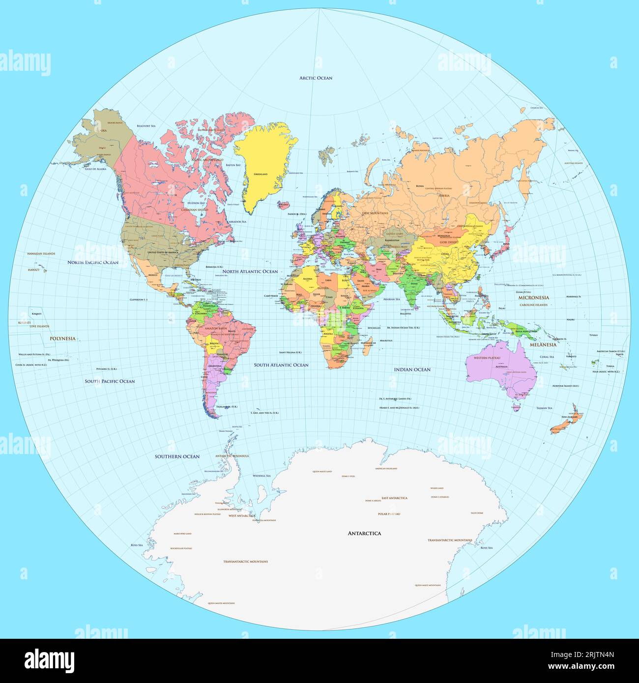 Proiezione della mappa del mondo politico Lagrange Illustrazione Vettoriale