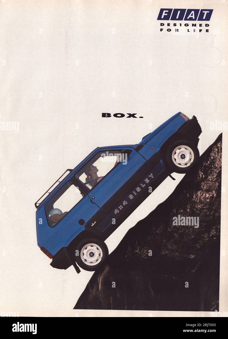 Pubblicità Fiat Panda 4 x 4 Sisley Fiat Panda 4x4 Blu Fiat Panda commerciale Fiat ad 1991 Foto Stock