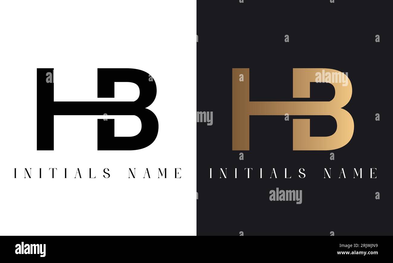 Design con logo a lettera monogramma iniziale Luxury HB o BH Illustrazione Vettoriale