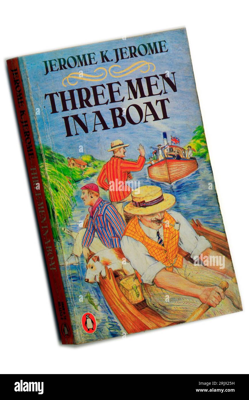 Jerome K Jerome, tre uomini in barca. Copertina del libro. Usurata. Configurazione studio. Foto Stock