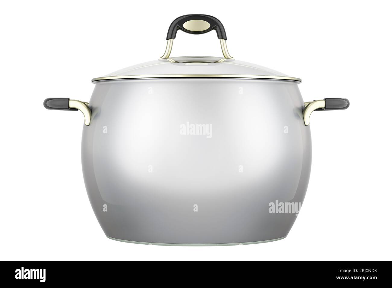 Grande contenitore in acciaio inox con coperchio in vetro, rendering 3D isolato su sfondo bianco Foto Stock