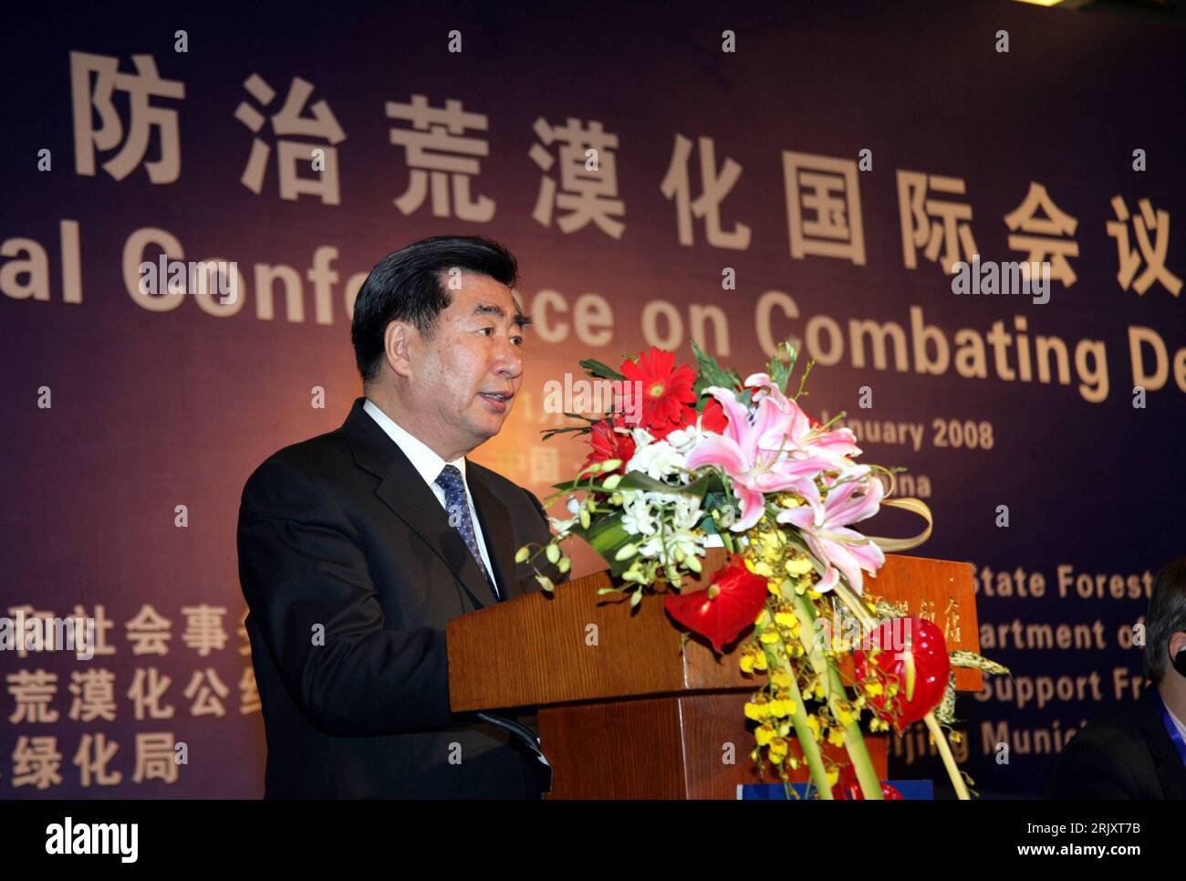 Bildnummer: 52350592 Datum: 22.01.2008 Copyright: imago/Xinhua Stellvertretender Premierminister Hui Liangyu (Cina) während der United Nations Convention to Combat Desertification in Peking PUBLICATIONxNOTxINxCHN, Personen; 2008, Pechino, Politik, Politiker, ONU, uno, Vereinte Nationen, Organizzazione delle Nazioni Unite, UNCCD, Konferenzen; , quer, Kbdig, Einzelbild, Politik, Politik, Randbild, gente Foto Stock