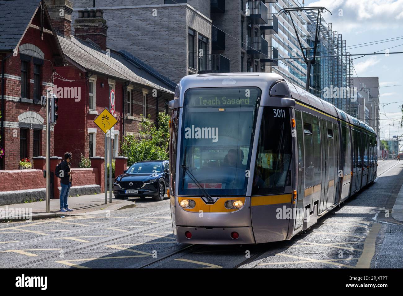 Tram Luas a Dublino, Irlanda. Foto Stock