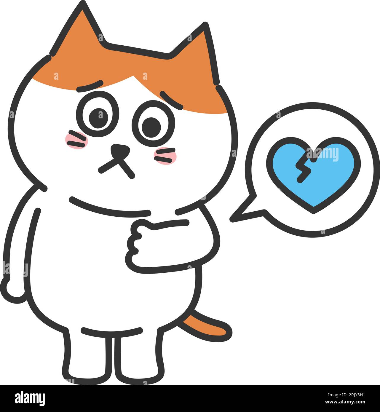 Il gatto dei cartoni animati arancione ha un'illustrazione vettoriale e di cuore. Illustrazione Vettoriale