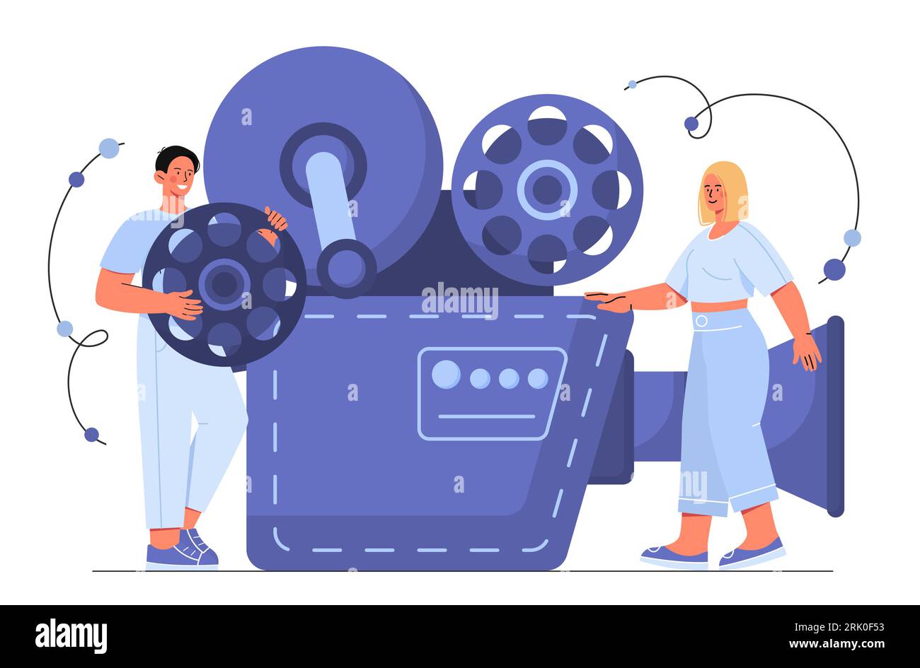 Persone con un concetto vettoriale cinematografico Illustrazione Vettoriale