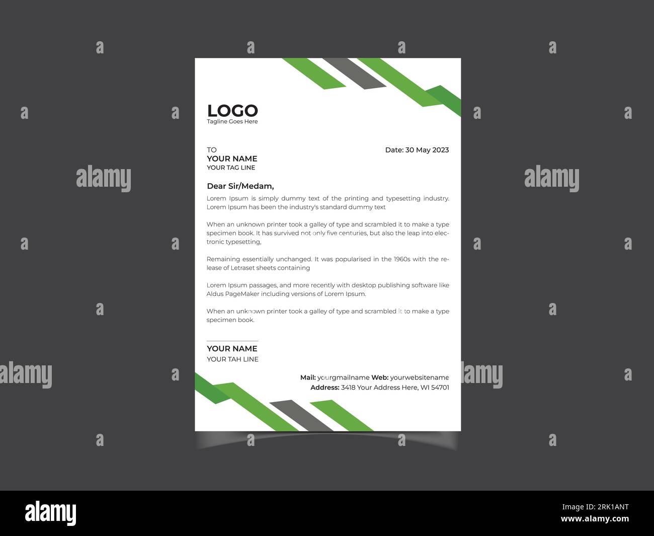 modello di design moderno per carta intestata aziendale Illustrazione Vettoriale