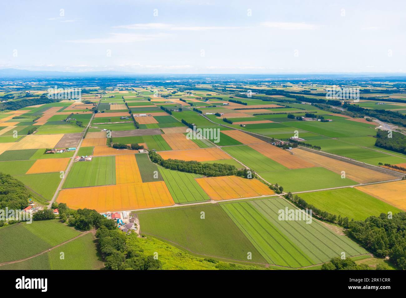 Veduta aerea della piana di Tokachi, Hokkaido, Giappone Foto Stock
