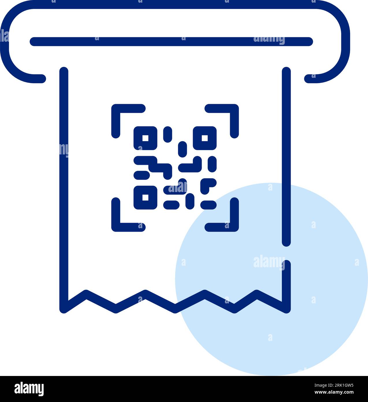 Ricevuta con stampa del codice qr. Sportello bancomat senza contatto o transazione di pagamento. Pixel Perfect, tratto modificabile Illustrazione Vettoriale