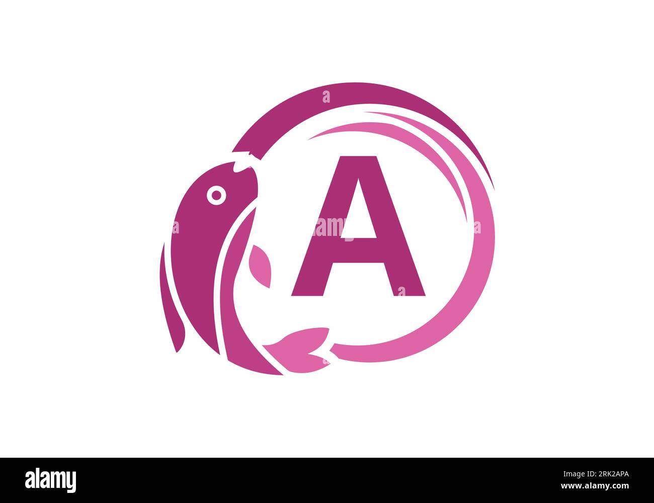 Letter A Fish Logo design. Water Animal icon. Font emblem. Modern vector logotype for business and company identity. Illustrazione Vettoriale
